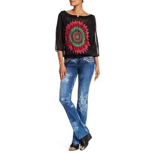 Desigual Triana Embroidered Floral Print Jeans